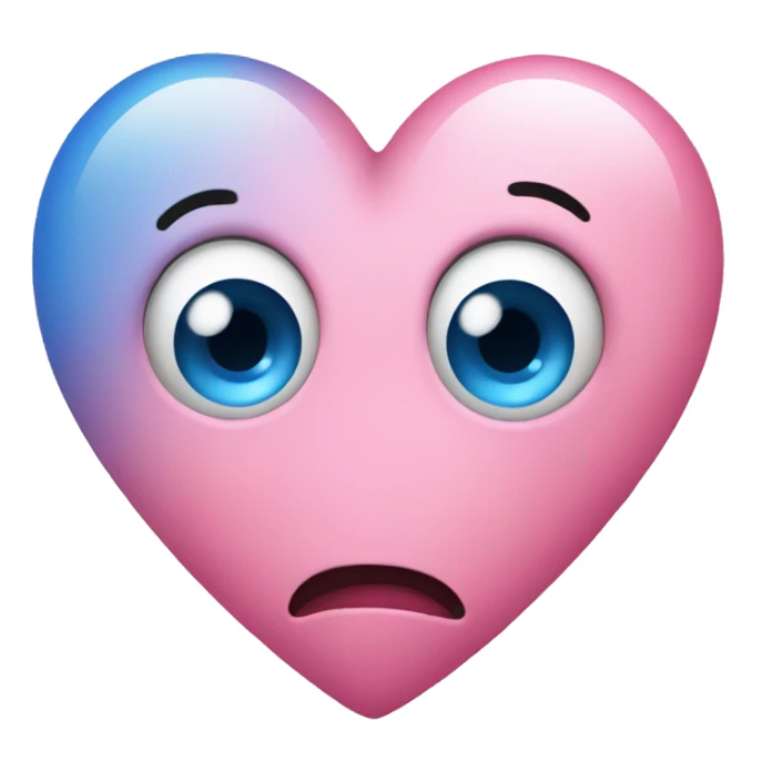 pink heart with blue eyes that is surprised sticker