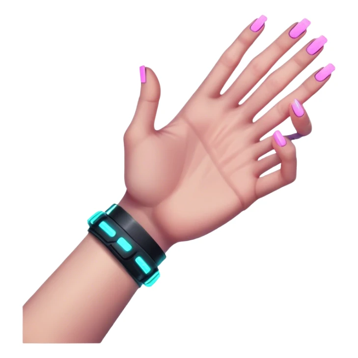 Neon cyberpunk style 
male hand holding female sticker