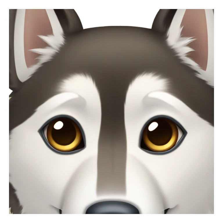Huskey dog with a brown eye and an eye half brown half blue sticker