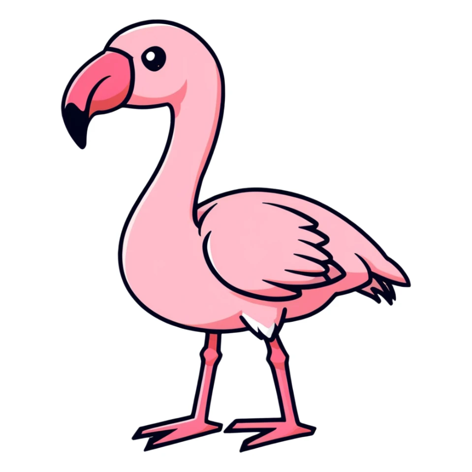 flamingo showing middle finger, cartoonish sticker sticker