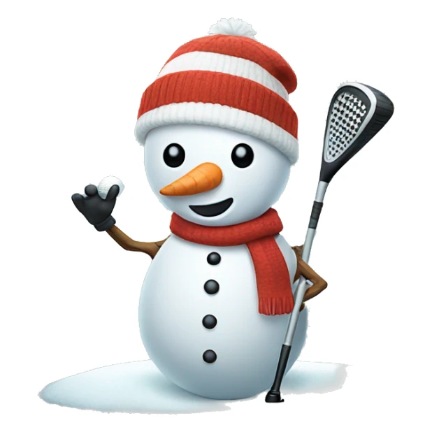 Snowman holding golf club sticker
