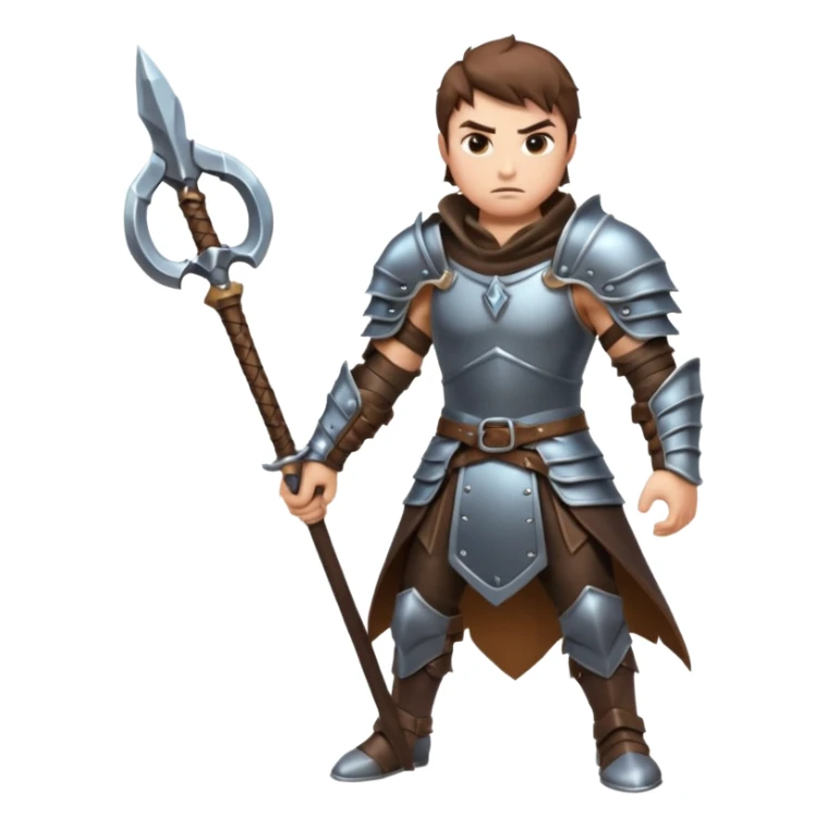 fantasy warrior man wielding a whip weapon, leather armor collar, intense eyes, heroic pose, 3D cartoon, mobile game icon style, clean background, no text, no watermark
 sticker