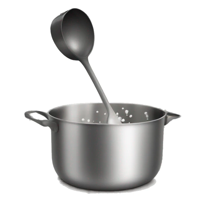 a saucepan on the head being hit with a ladle sticker