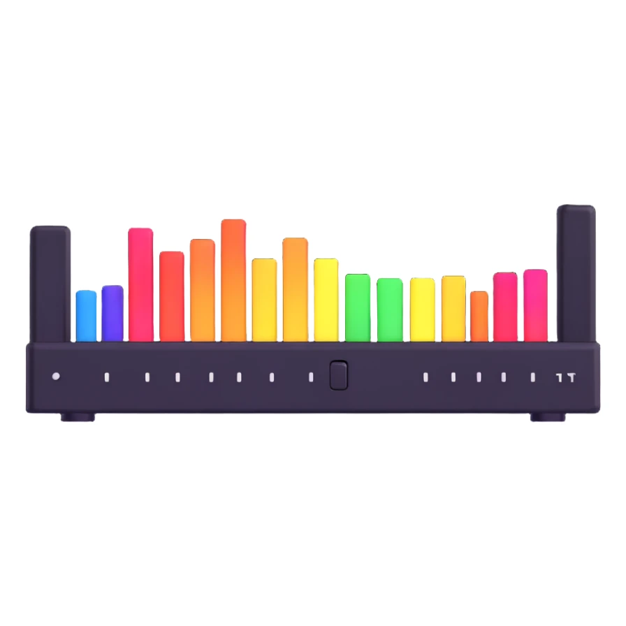 Professional audio equalizer interface with colorful frequency bands sticker