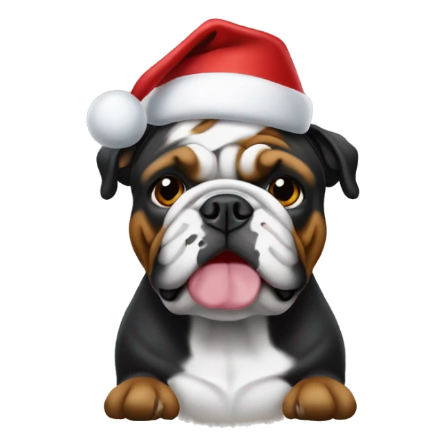 Black English bulldog in Christmas hat sticker