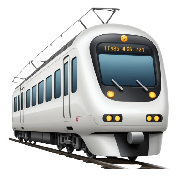 modern passenger train white color, apple style emoji, inspired by reference image sticker