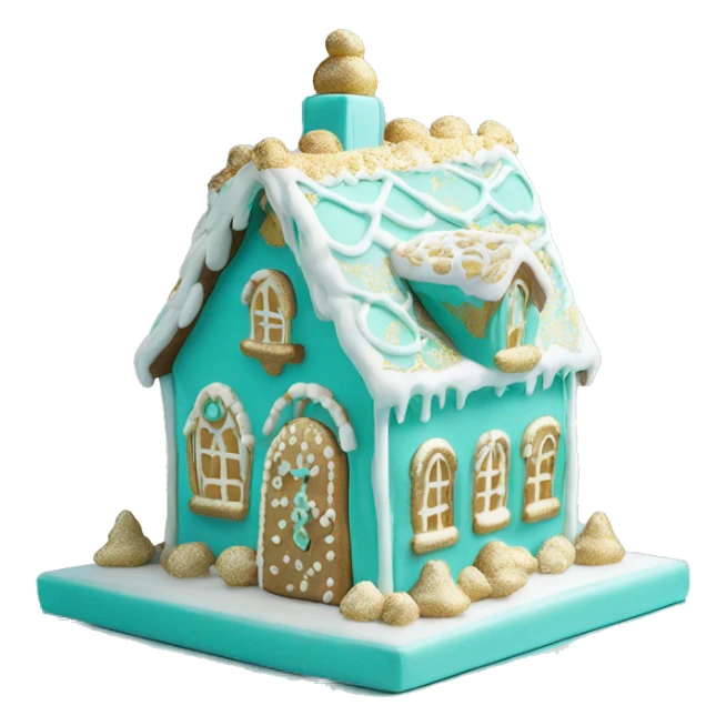 Tiffany blue and gold and white gingerbread house sticker