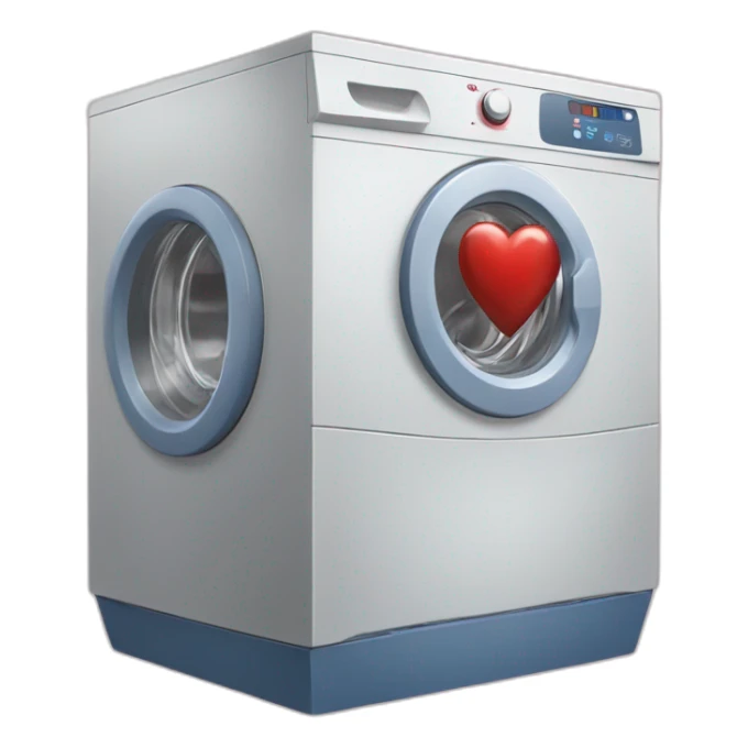 Washing mashin in a red heart sticker