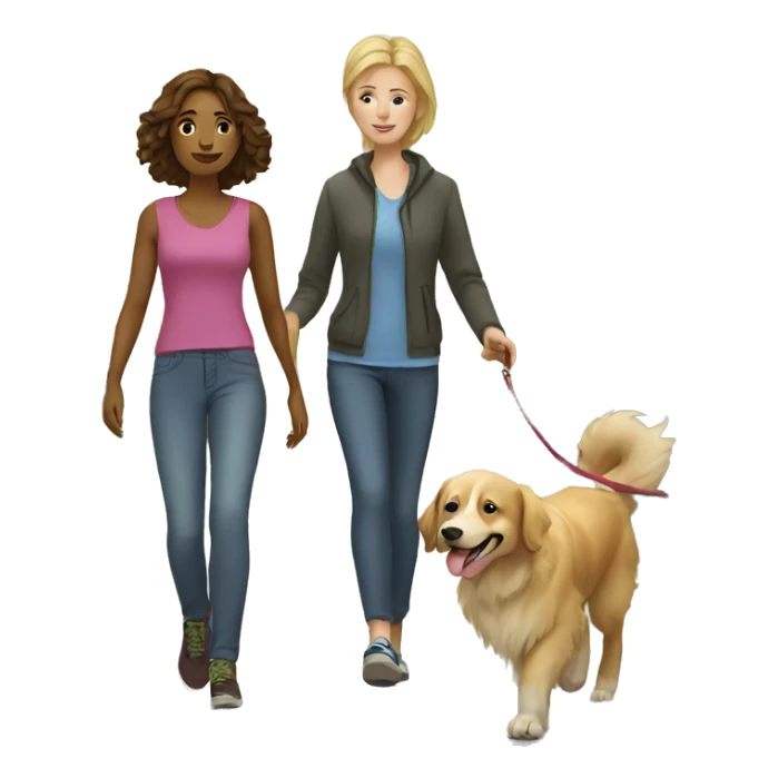 White woman walking a golden retriever sticker