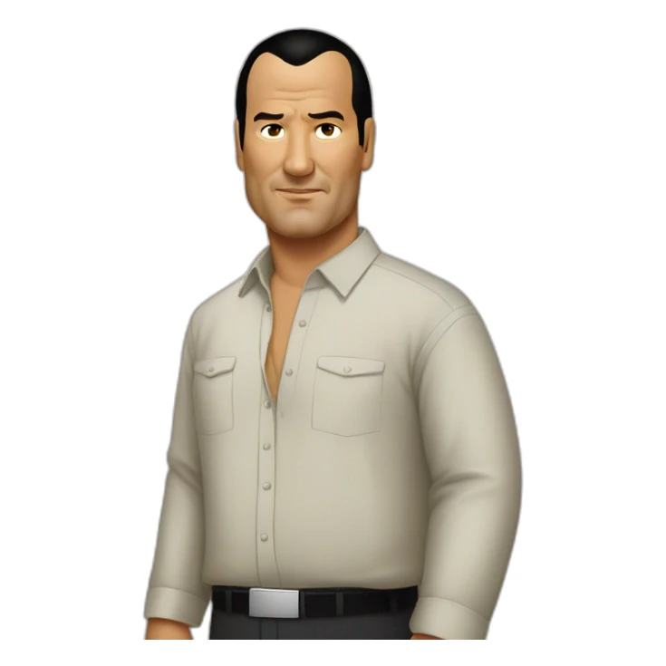 steven-seagal cartoon wearing long shirt sticker