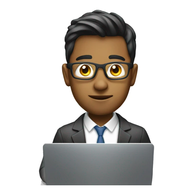 An 24 year adult boy who does coding on laptop in office sticker