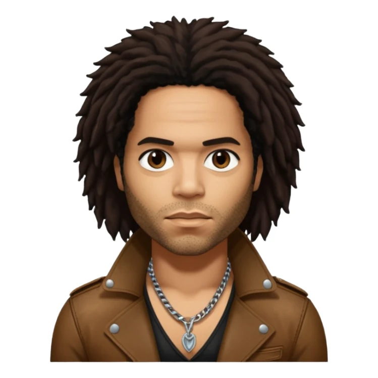 Lenny Kravitz with long dark brown hair sticker