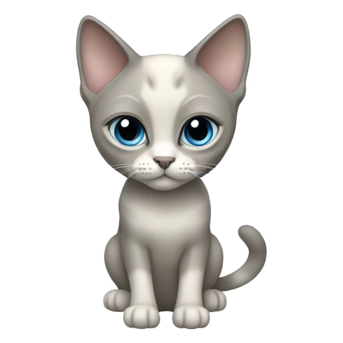 Thai breed cat with a light cream body, dark gray face, ears, and paws. Short fur, sharp ears, and striking light blue eyes with an intense gaze. sticker