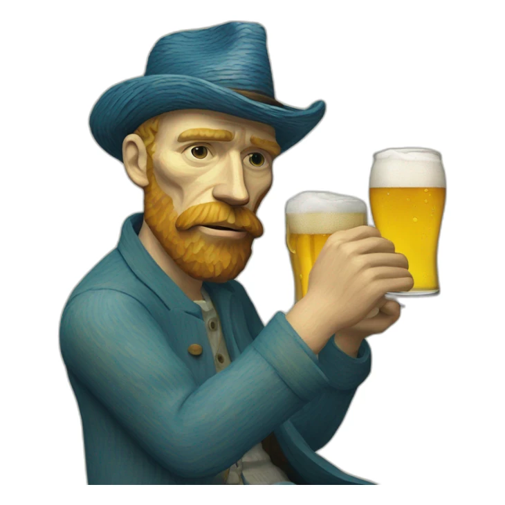 van gogh with a glass of beer sticker