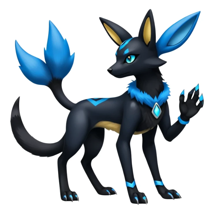 Exotic Gothic Cool Lucario-Umbreon-Fusion-Hybrid-Creature, 4 legs sticker