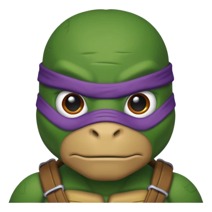 Donatello from Teenage Mutant Ninja Turtles, emoji style, with a serious expression sticker