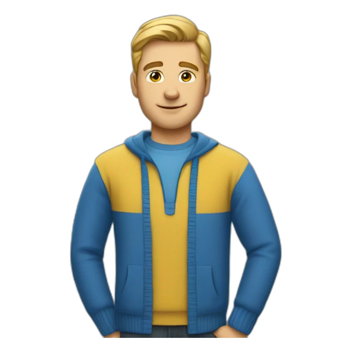White Man in blue and yellow sweater sticker