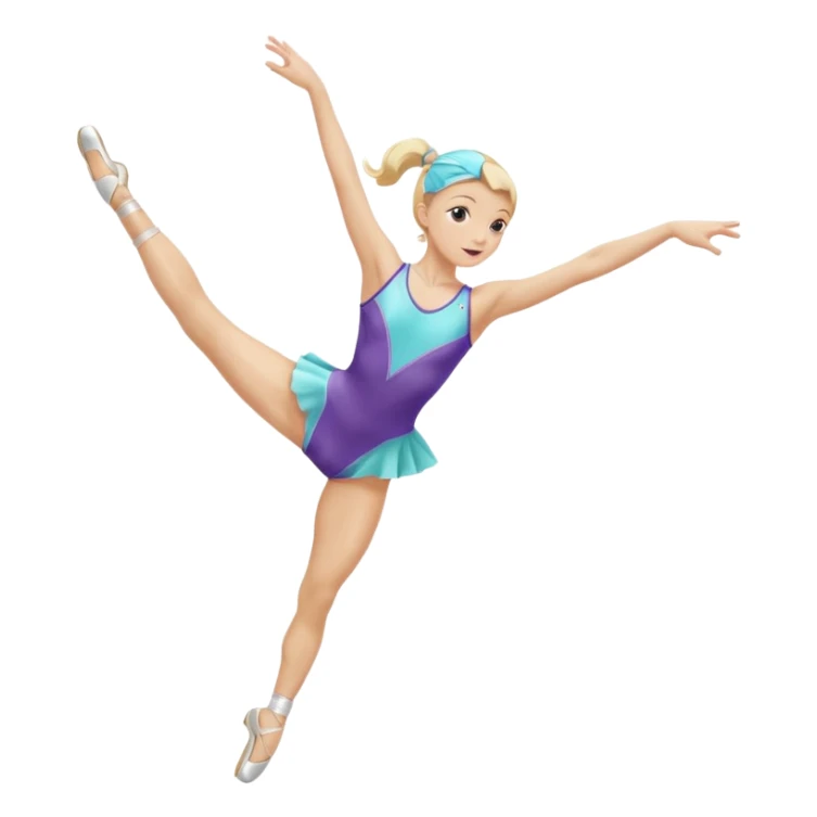 rhythmic gymnast with clubs, blonde, performing a split leap sticker