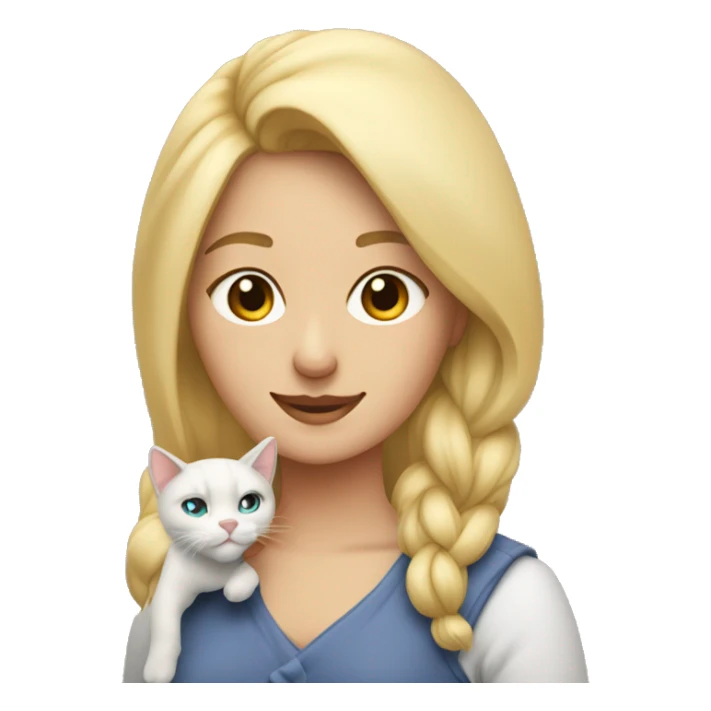 Una mujer rubia cargando a su gato balcino sticker