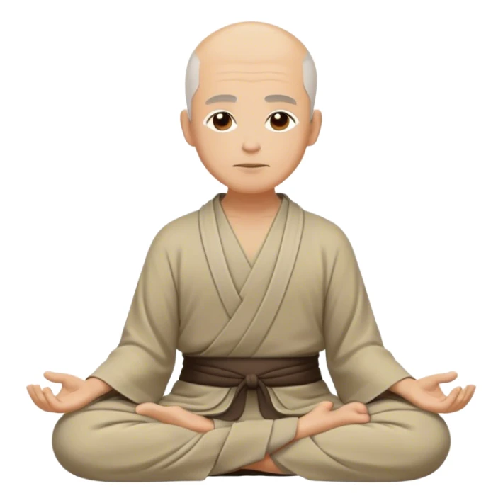 A calm and serene productivity coach, depicted as a Zen Master sitting cross-legged, they wear flowing, comfortable clothing in earthy tones, with a peaceful and composed facial expression.  sticker