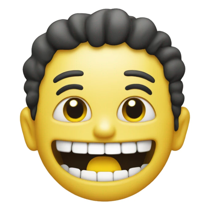 create a smiling face with a yellow bone in its mouth sticker