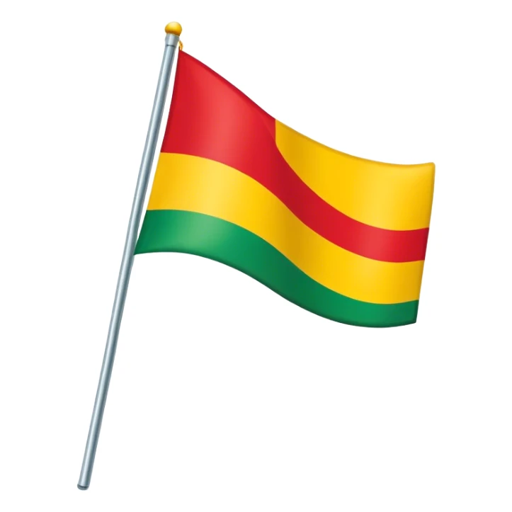 A  flag that is diagonal and has the colors Red, yellow, and green sticker
