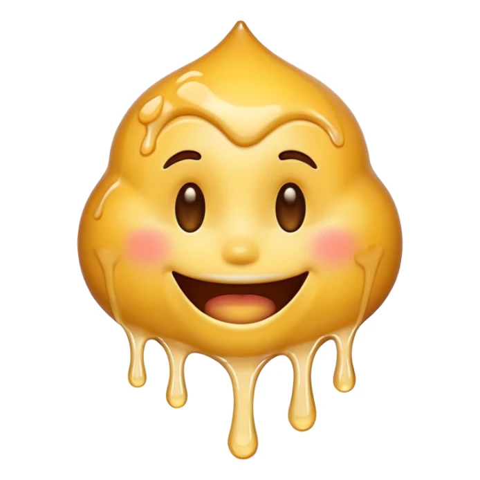 Smiling emoji having white honey fall out of its mouth  sticker