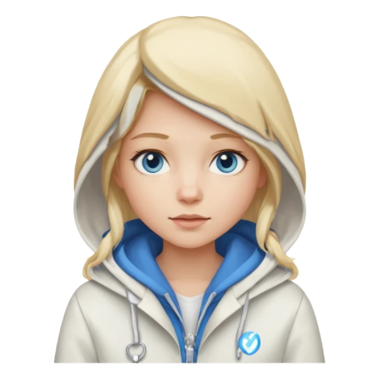 Girl, White Coat with Hoodie  sticker