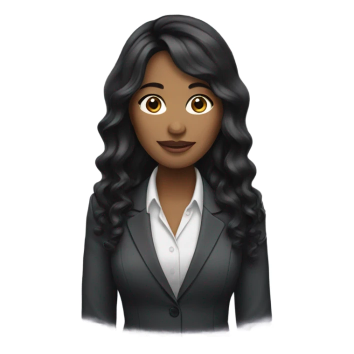 business woman long wavy black hair sticker