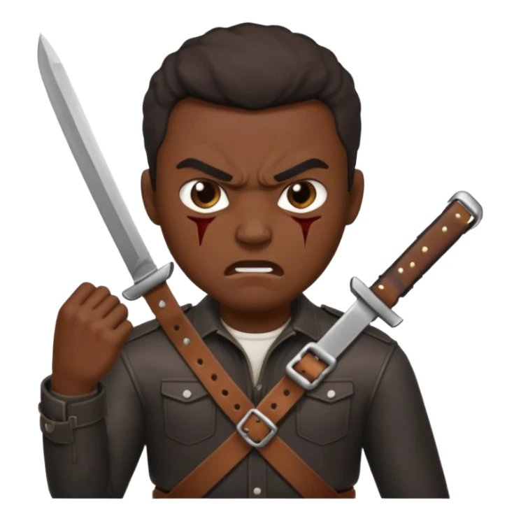 a angry black man slashing a belt sticker