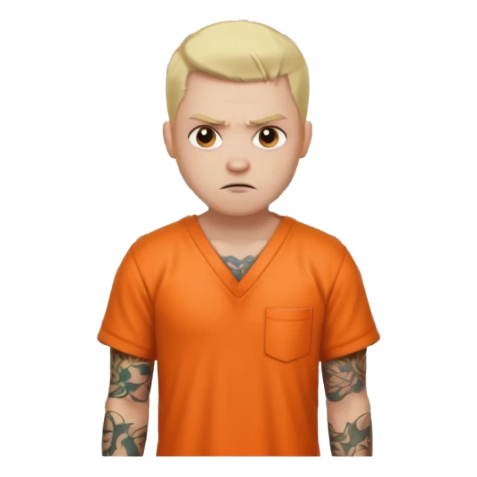 angry blonde tattooed male prisoner with prison cell bg sticker