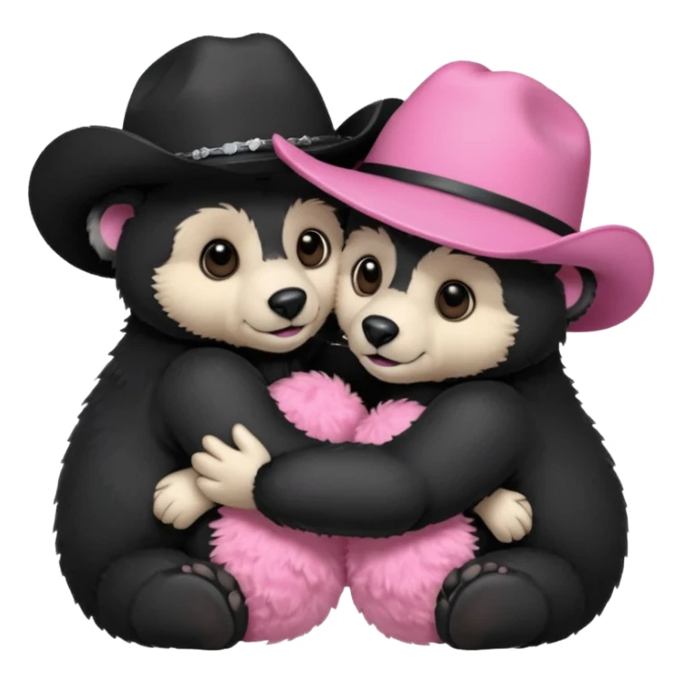 Best friend black bears hugging in pink cowboy hats sticker