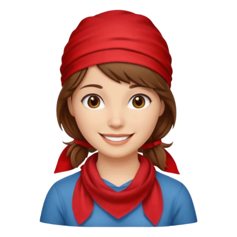 brown haired woman with wearing red bandana sticker