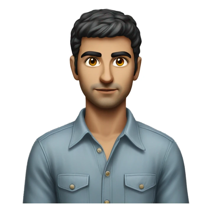 guy 20 years old iranian in 1970 photorealistic serious sticker