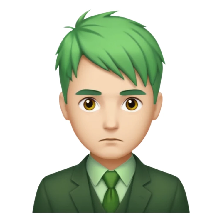 Man with Green Ponytail – green tied hair, calm serious face. sticker