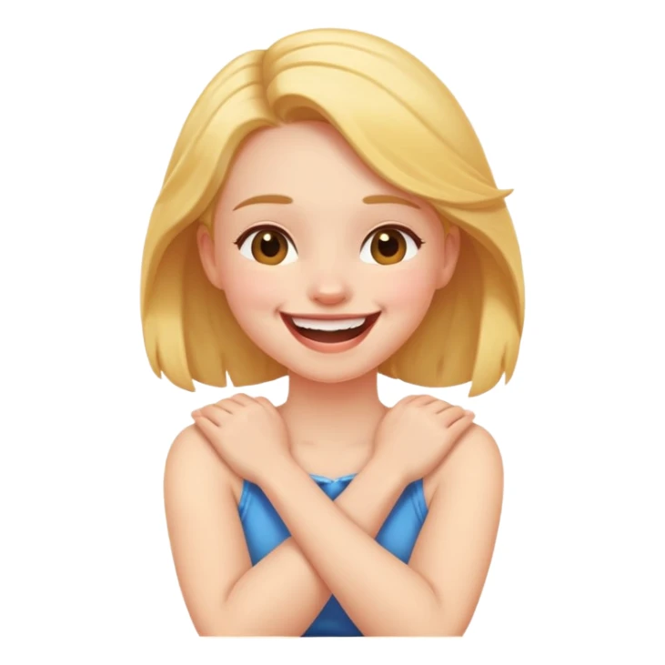 arms crossed holding neck laughing girl sticker