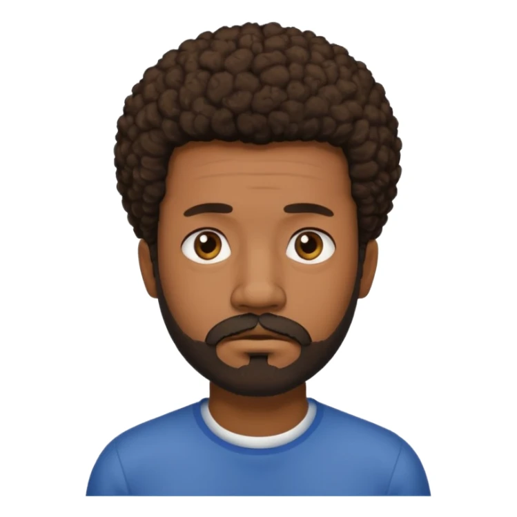 black man with beard, mustache, and short afro sad sticker