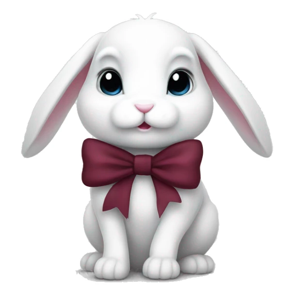 Cute white bunny with a big burgundy bow. Grey eyes sticker