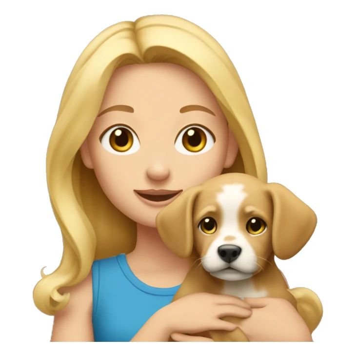 Blonde girl holding a Stafford puppy sticker