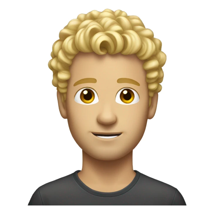 blonde adult guy with taper cut, curly front sticker