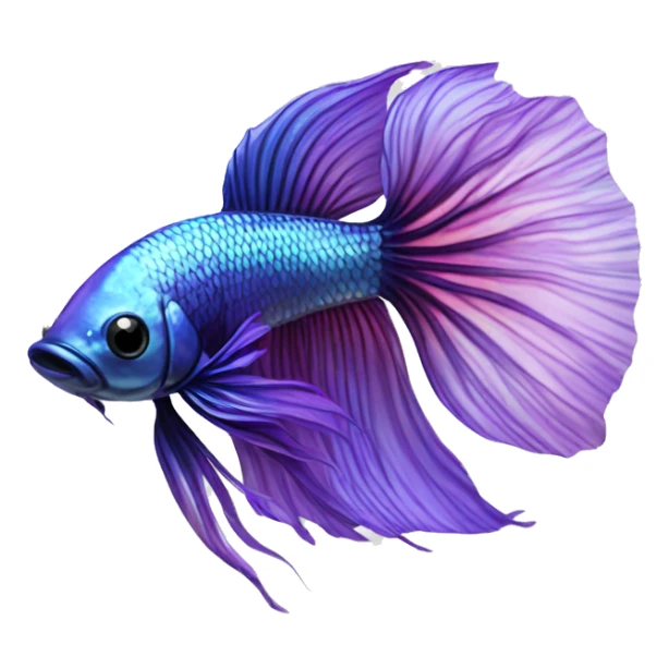 iridescent long fin betta fish blue and purple facing left realistic sticker