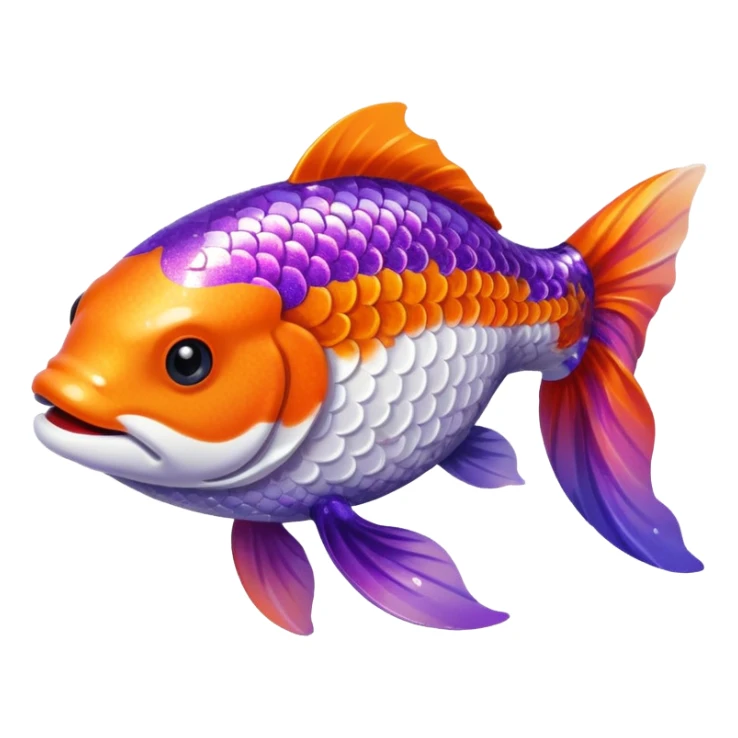 color gradient between red and purple glitter cute happy carp sticker