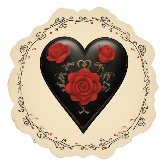vintage valentine’s day card black red sticker