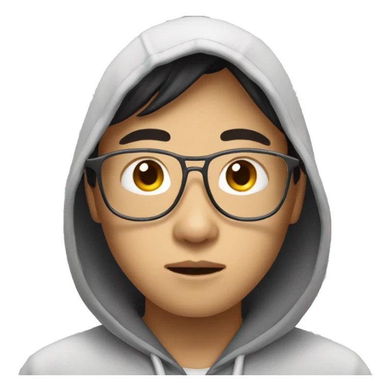 asian with a hoodie on sick  sticker