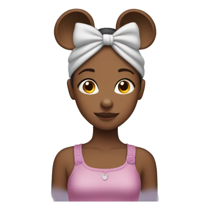 A girl wearing a headband with mouse ears  sticker