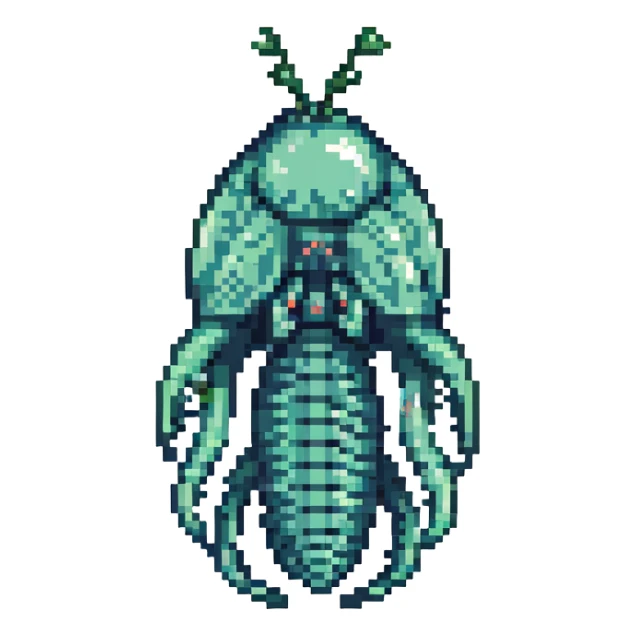 MRI parasitic embryo, digital, fetal small shape in otherworldly bubble, eerie, horror, pupa, crystalis, in-utero, sea-life, crustaceanoid, photorealismm siphonophore, polyp sticker