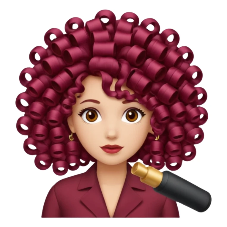 hair with burgundy hair rollers sticker