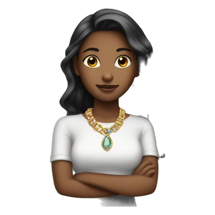 confident girl with jewelry school sticker