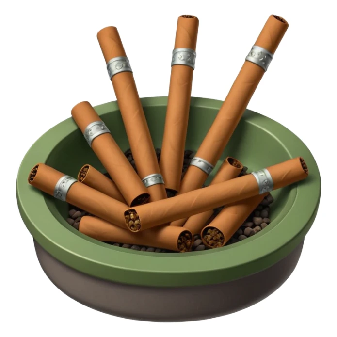 A bunch of small half smoked blunts in an ashtray  sticker