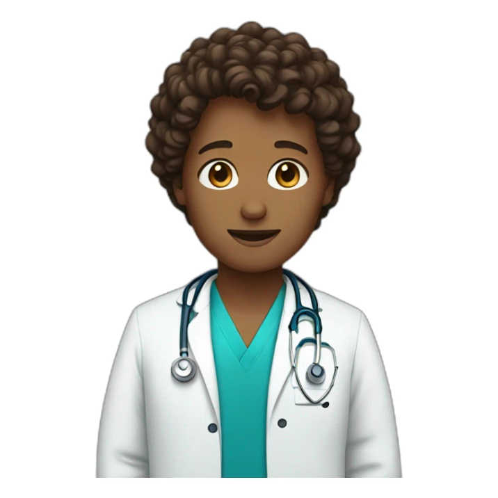 doctor with blue eyes and brown short curly hair sticker